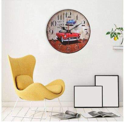 Retro Wanduhr mit Klassischem Auto Motiv