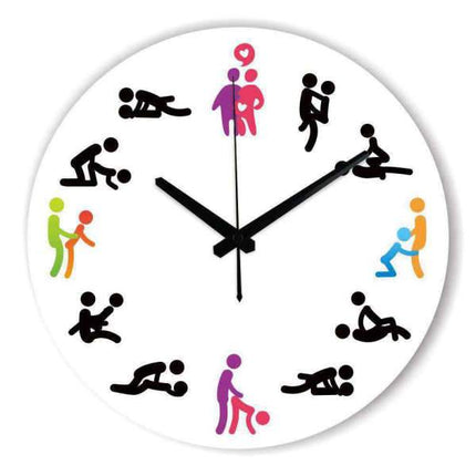 Lustige Kamasutra Wanduhr für Paare Bunt