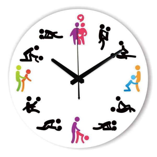 Lustige Kamasutra Wanduhr für Paare Bunt