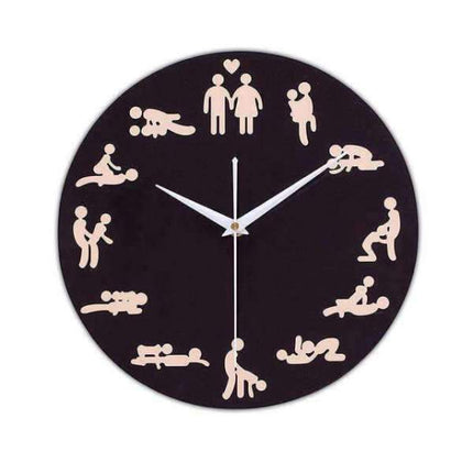 Kamasutra Wanduhr Schwarz mit Figuren Rosa