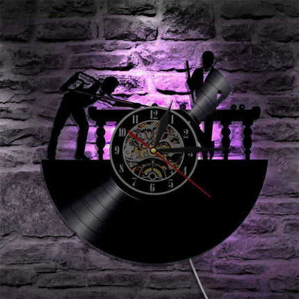 LED Wanduhr Schallplatte Billard Retro