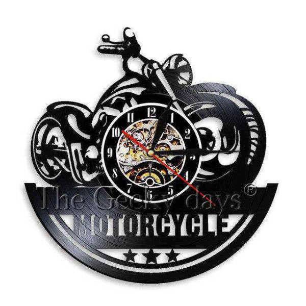 Wanduhr Schallplatte Motorrad für Biker