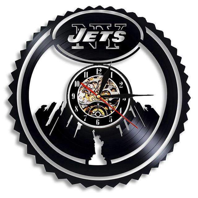 Schwarze NY Jets Wanduhr Vinyl