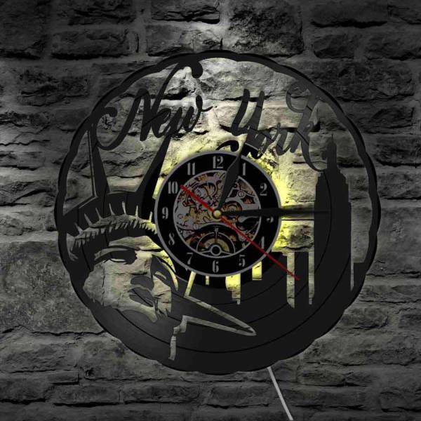 Geschenk Wanduhr New York Vinyl