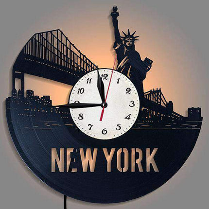 LED Wanduhr New York Skyline