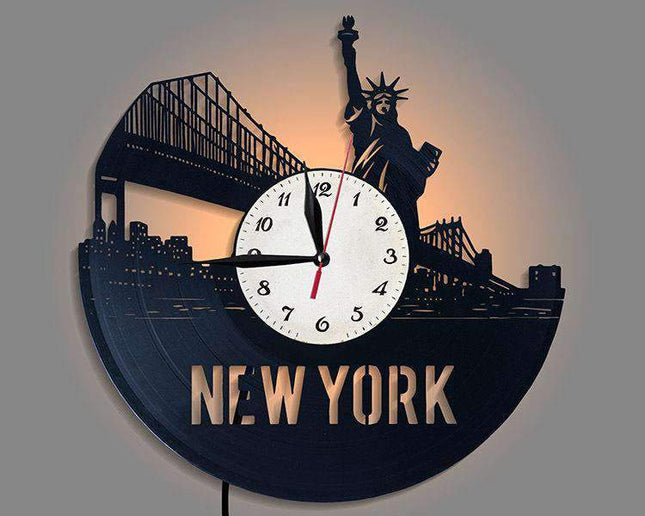 LED Wanduhr New York Skyline