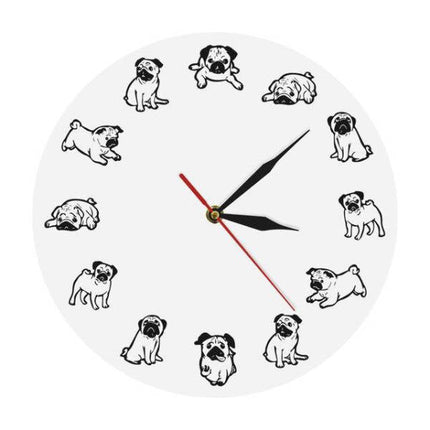 Originelle Wanduhr mit Mops Hunden
