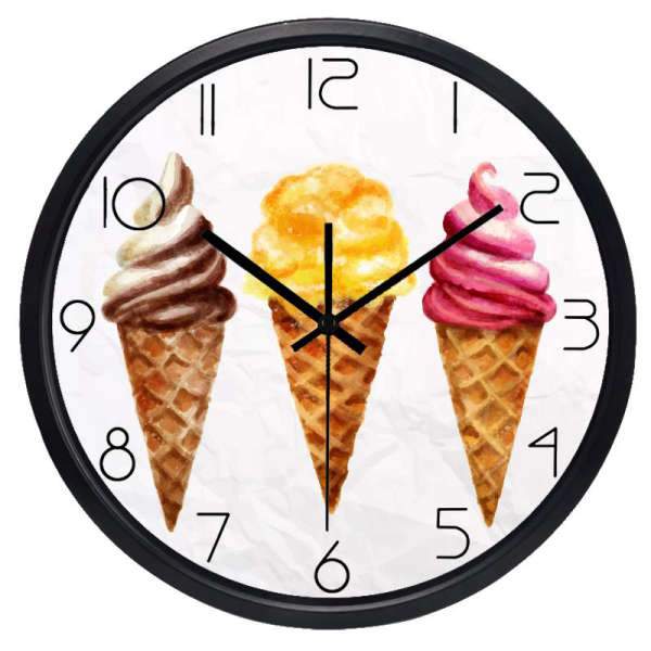 Wanduhr mit Eiswaffel Motiv Sommerdeko