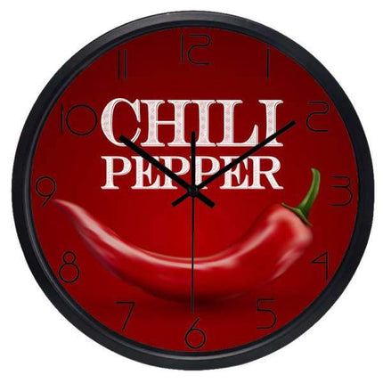 Wanduhr für Küche mit Chili-Motiv