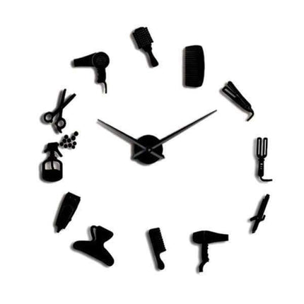 Wandtattoo Uhr für Friseursalon Barber Shop