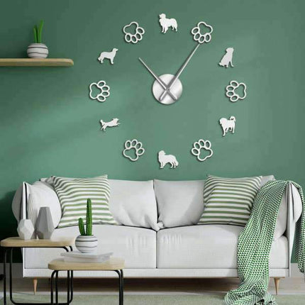 3D Wandtattoo Uhr mit Hunden