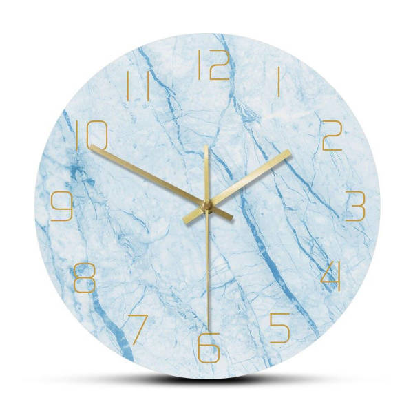 Wanduhr skandinavisch hellblau Marmor Optik