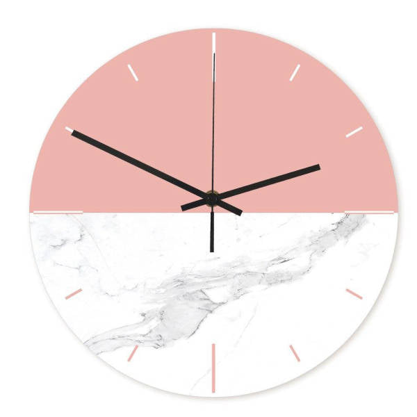 Zweifarbige Wanduhr Skandi Marmor-Optik