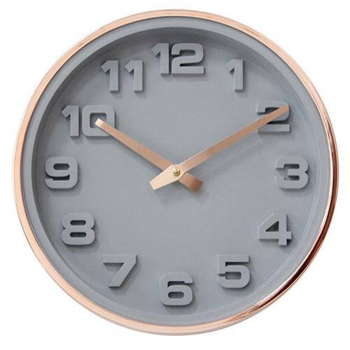 Skandinavische Wanduhr in Grau 3D-Ziffern