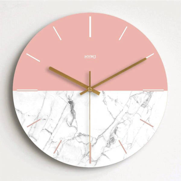 Runde Wanduhr Marmor und Glitzer
