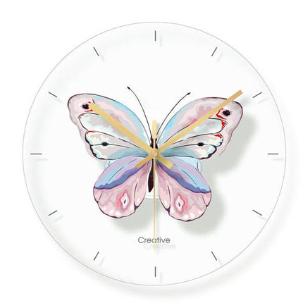 Glas Wanduhr mit Schmetterling Motiv modern