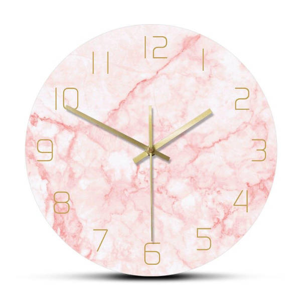 Skandinavische Wanduhr rosa Marmor Optik
