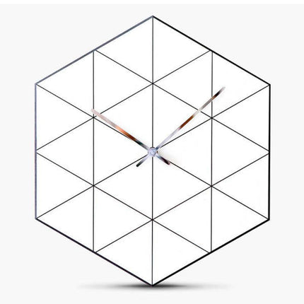 Leise geometrische Wanduhr sechseckig aus Metall