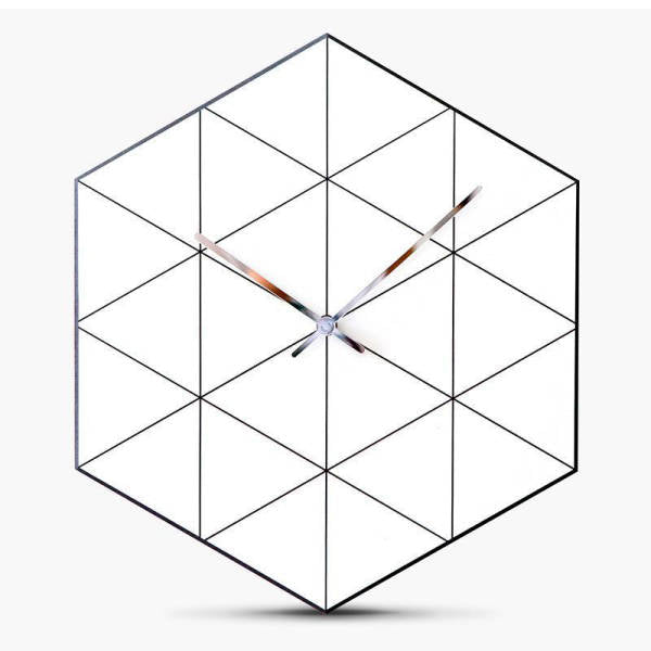Leise geometrische Wanduhr sechseckig aus Metall