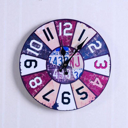 Retro Wanduhr im 60er-Jahre Nummernschild-Look
