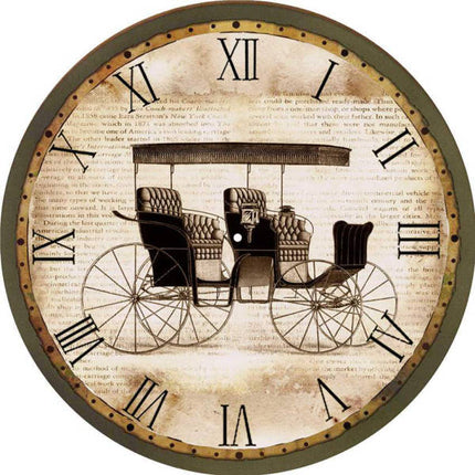 Retro Wanduhr mit historischem Kutschen-Motiv
