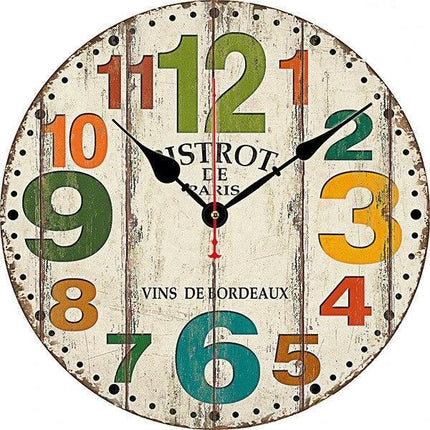 Bunte Vintage Wanduhr im Pariser Bistro-Stil