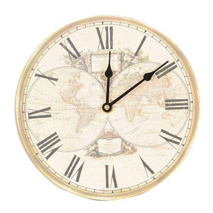 Vintage Wanduhr mit historischer Weltkarte