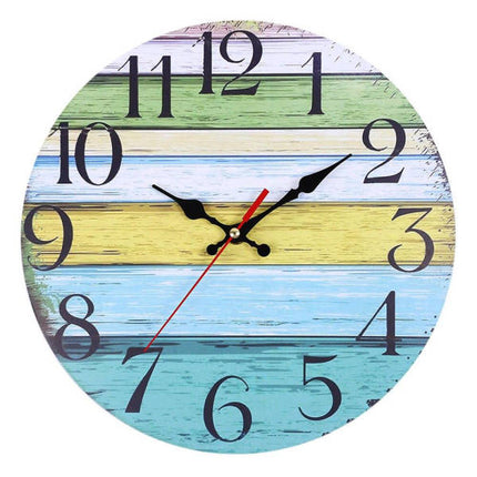Bunte Vintage Wanduhr in Holzoptik