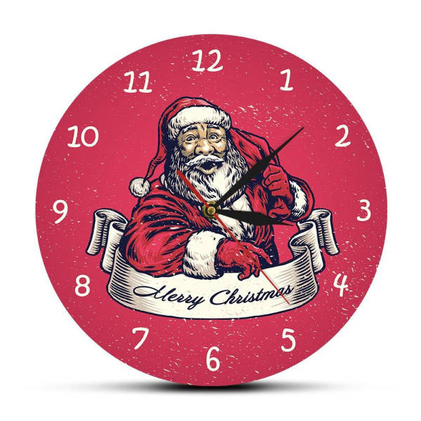 Rote Weihnachtsuhr mit Weihnachtsmann Motiv