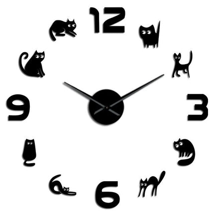 DIY 3D Wanduhr Katzen Spiegel-Aufkleber