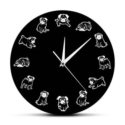 Originelle Wanduhr mit Mops Hunden