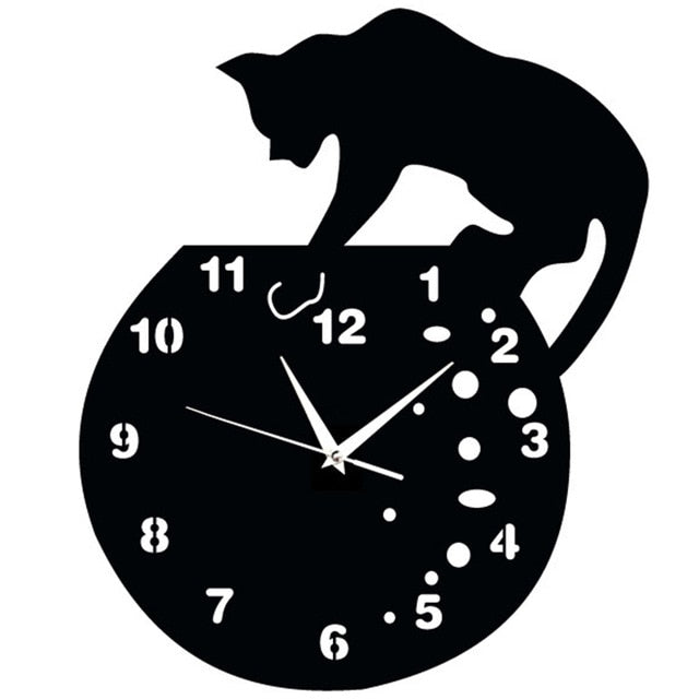 Wanduhr Katze mit Fischen Design