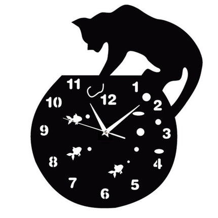 Wanduhr Katze mit Fischen Design