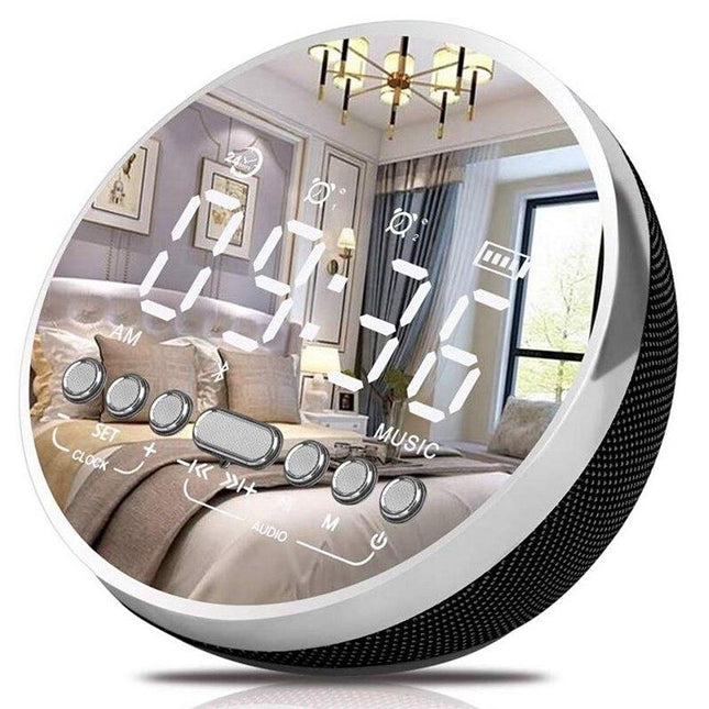Runder digitaler Spiegelwecker mit LED-Anzeige